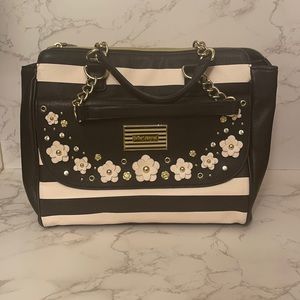 Betsy Johnson Black and White floral purse